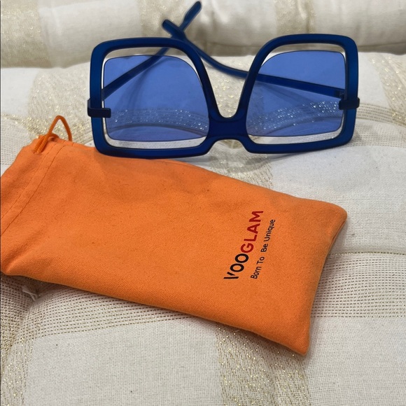 Glam Blue Square Sunglasses - Picture 7 of 7